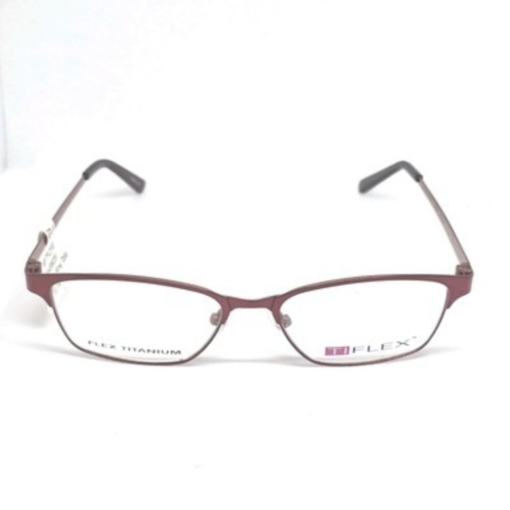 Tflex Titanium Shiny Plum & Coral Eyeglass Frames Rectangular Design Lightweight